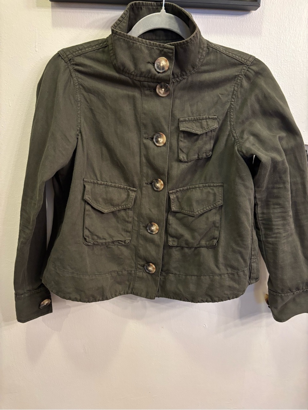 Ann Taylor Green Button-Front Jacket